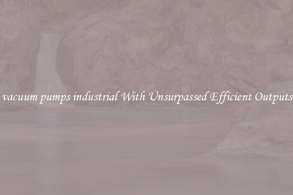 vacuum pumps industrial With Unsurpassed Efficient Outputs